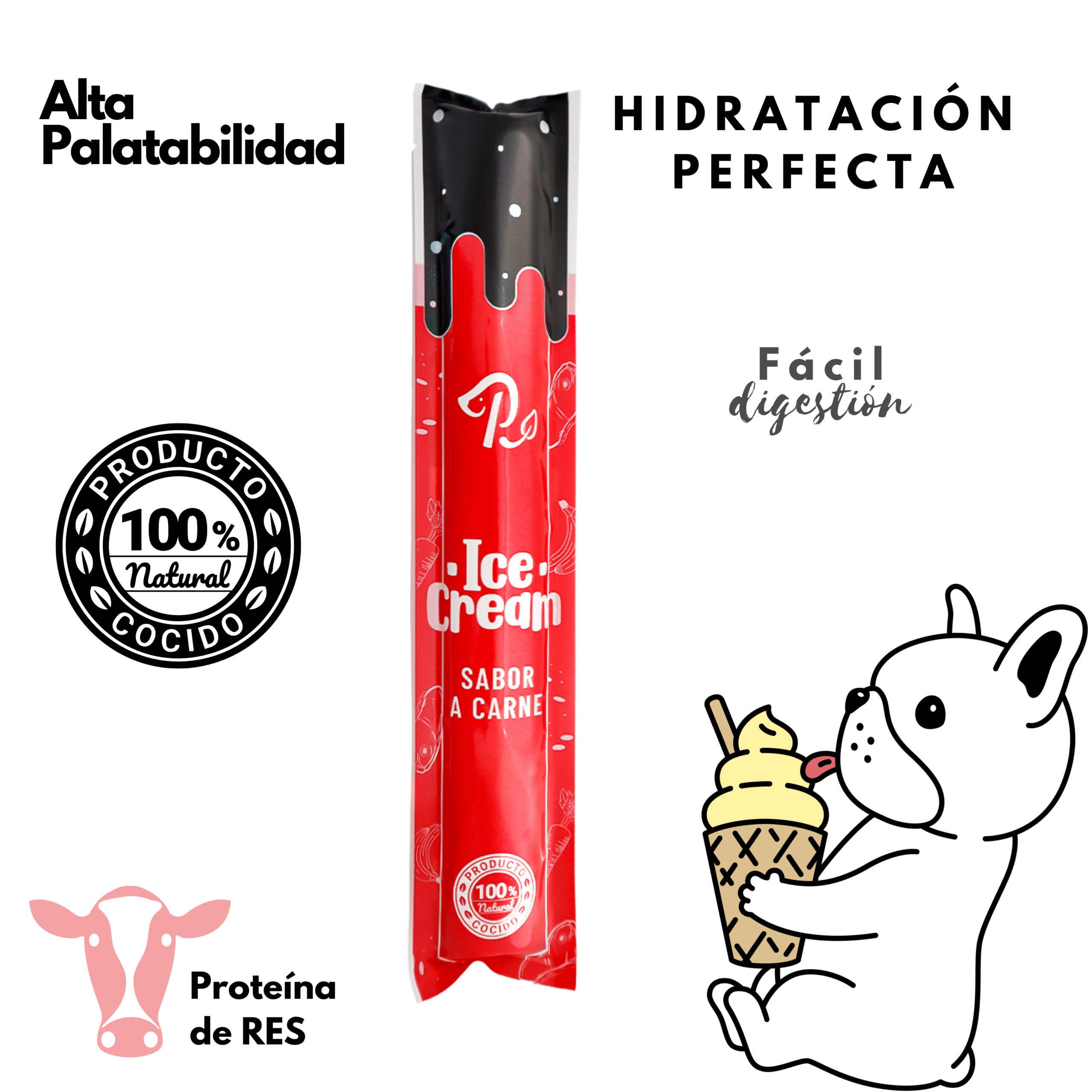Petmeal Ice Cream – Helado Natural para Perros Sabor Carne (100 g aprox.)