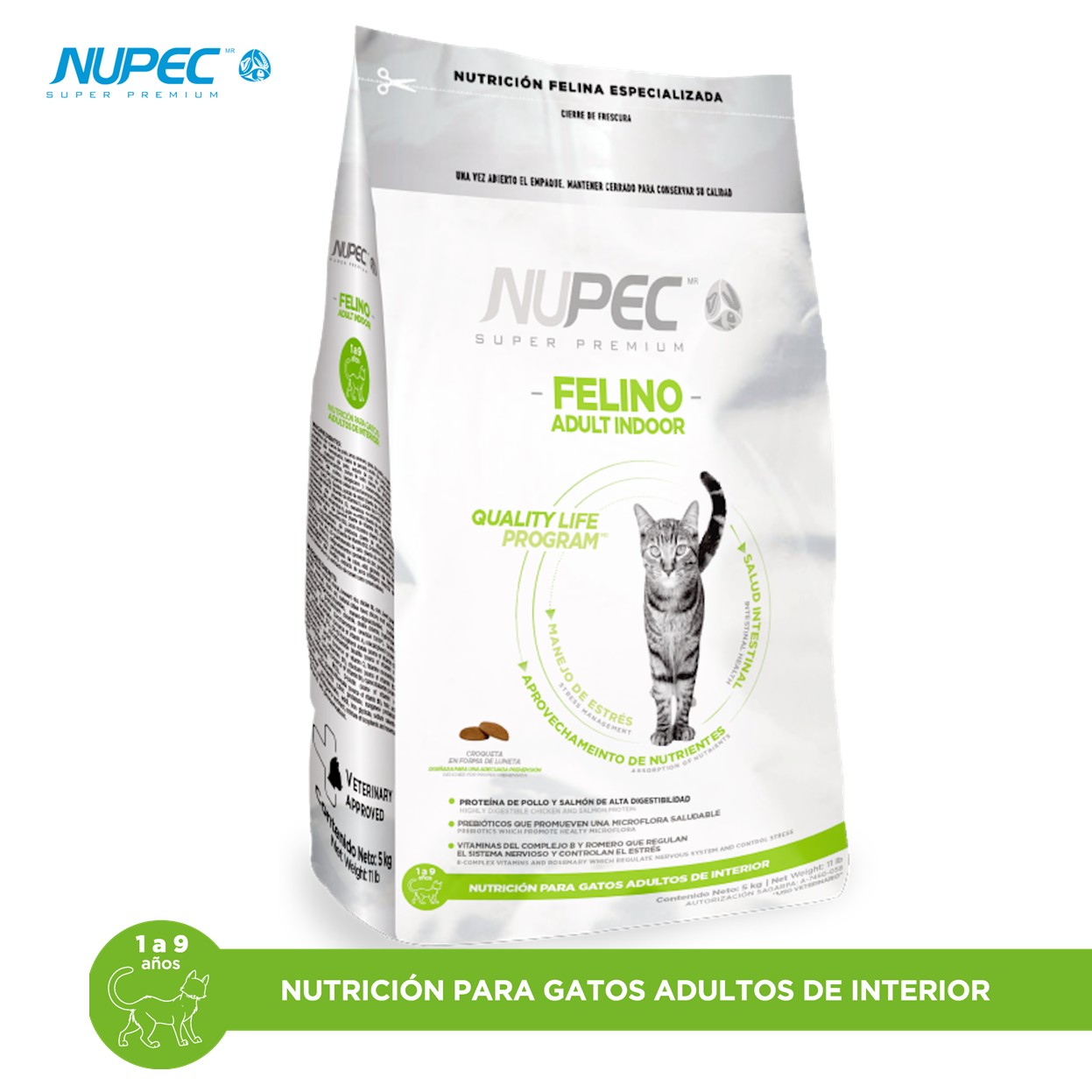 NUPEC Felino Adulto Indoor 1,5 kg Nutrición Científica para Gatos de Interior