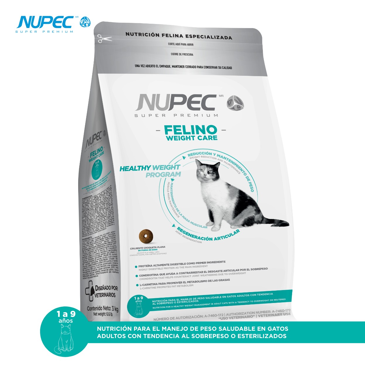 NUPEC Felino Weight Care 1.5 kg Nutrición Especializada para el Control de Peso en Gatos
