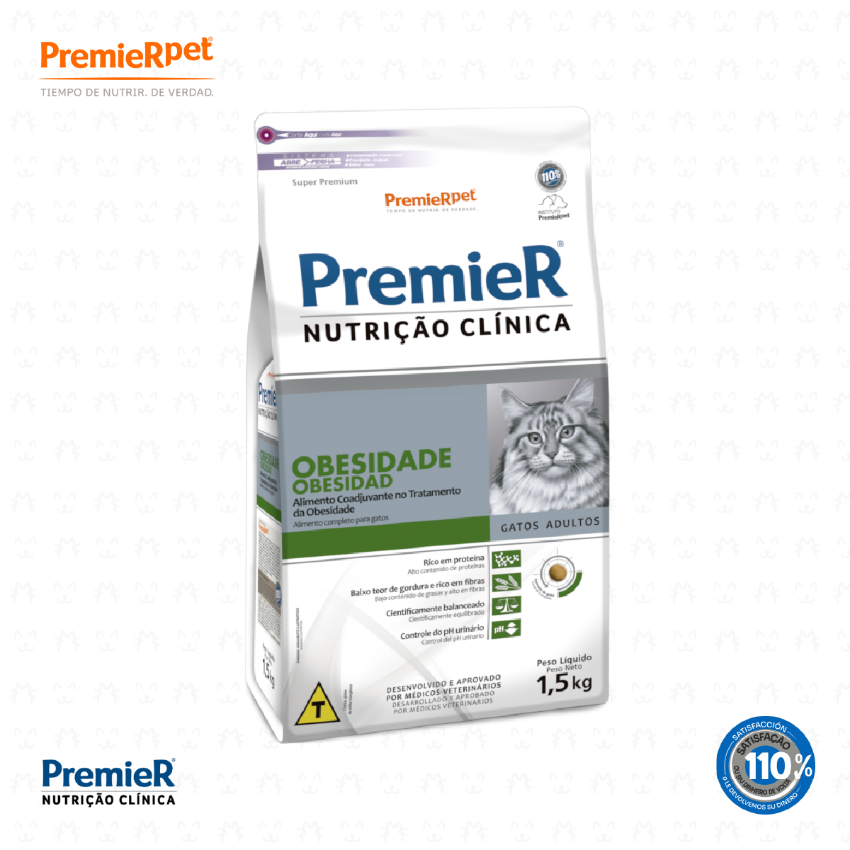 Premier Nutrio Clínica Obesidad Gatos 1.5 kg Nutrición Especializada para el Control de Peso en Felinos