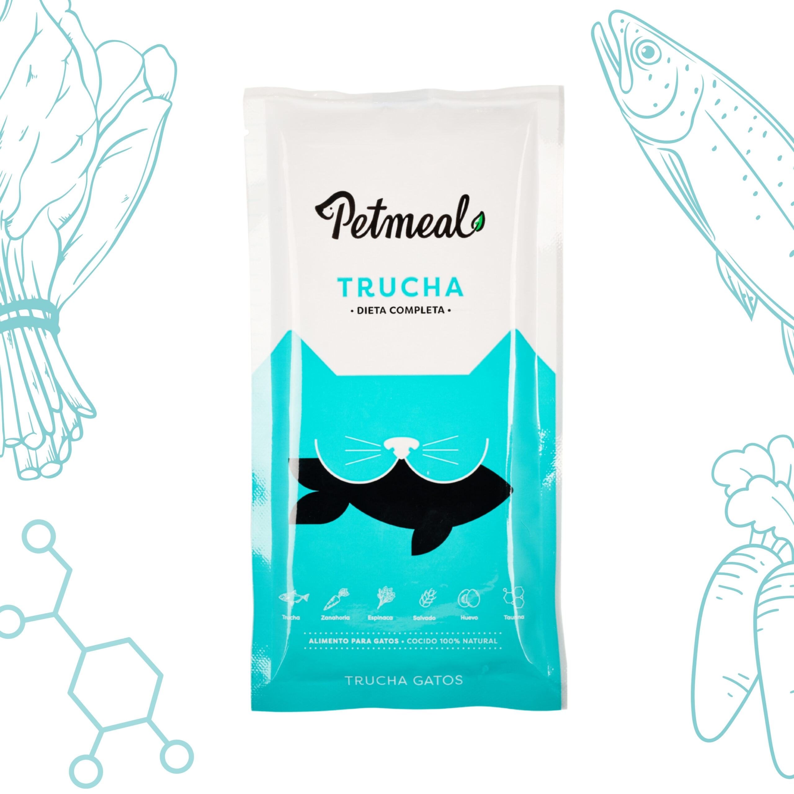 Petmeal Dieta Cocida Natural para Gatos – Trucha Vita T (200 g)